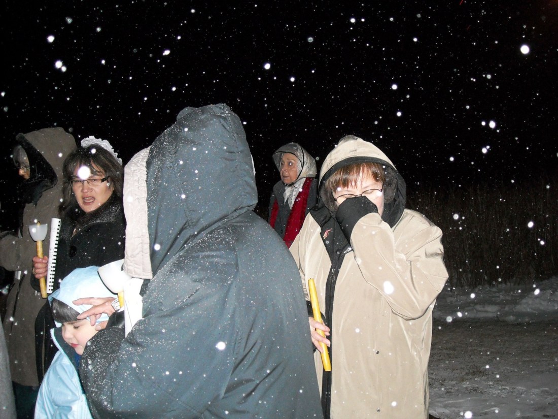 It was snowing and quite chilly.  