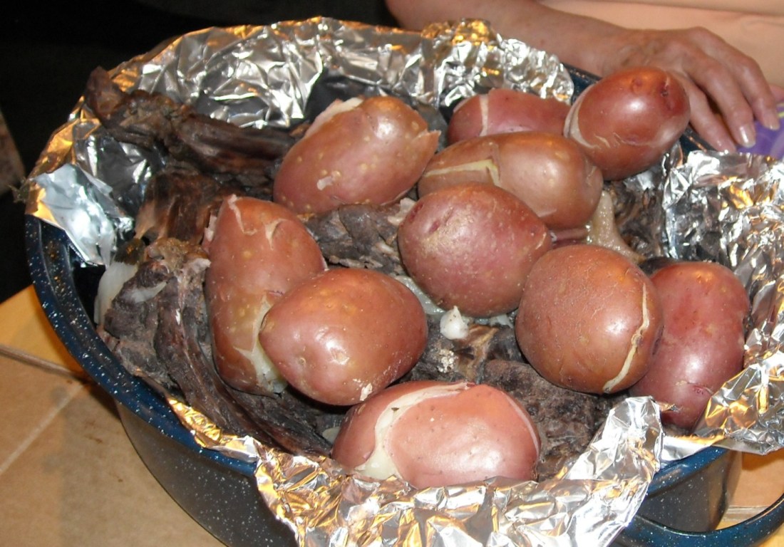 Boiled potatoes.